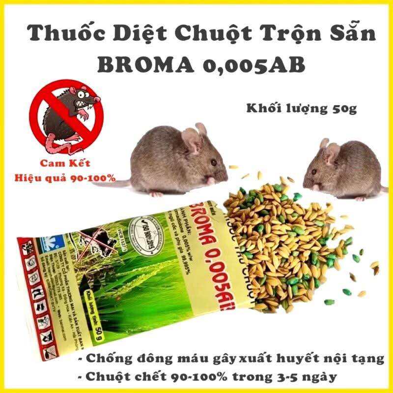 combo 5_ 10 gói Thuốc diệt chuột sinh học trộn sẵn thế hệ mới Broma 0,005 AB