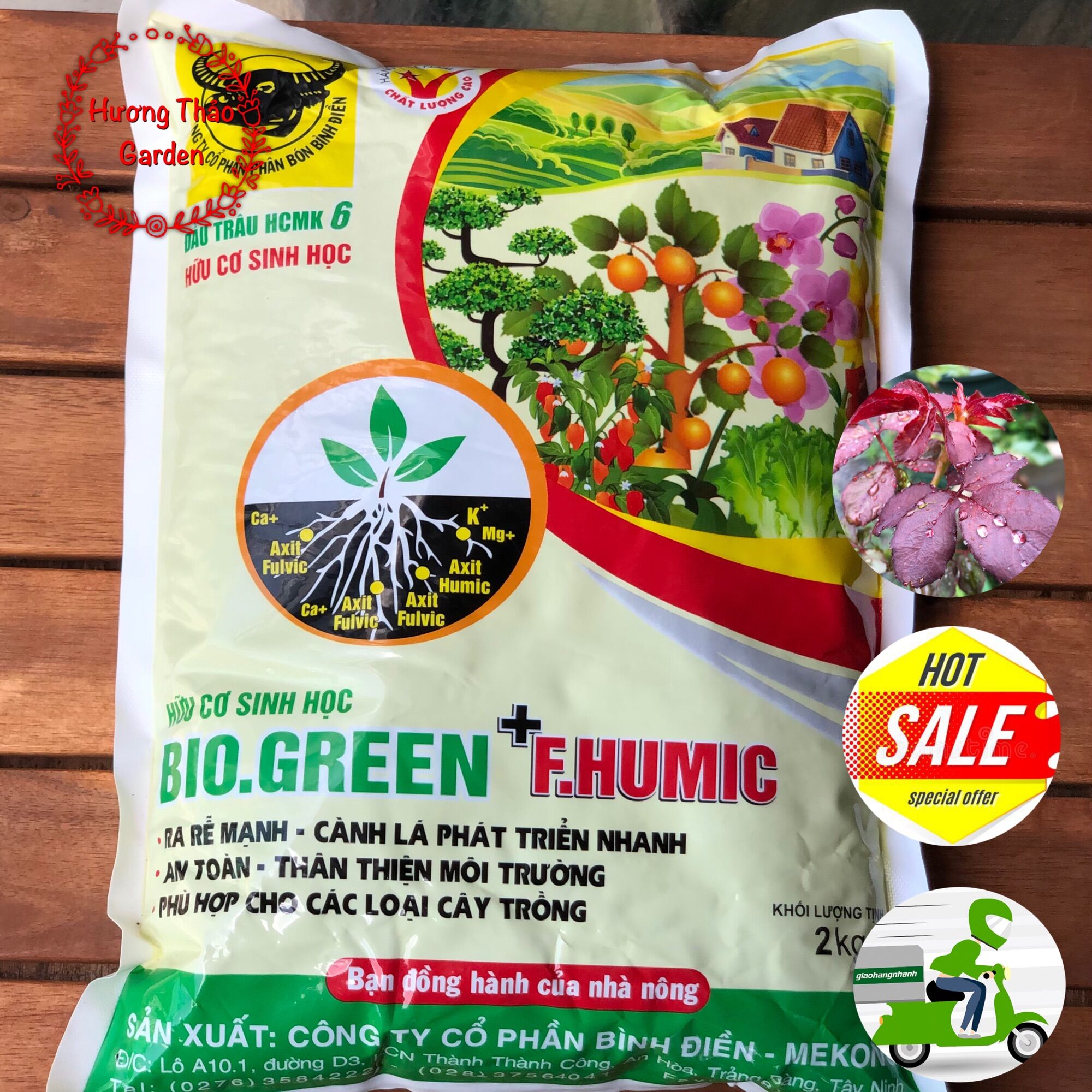 Phân bón hữu cơ sinh học bio-green humic gói 2kg