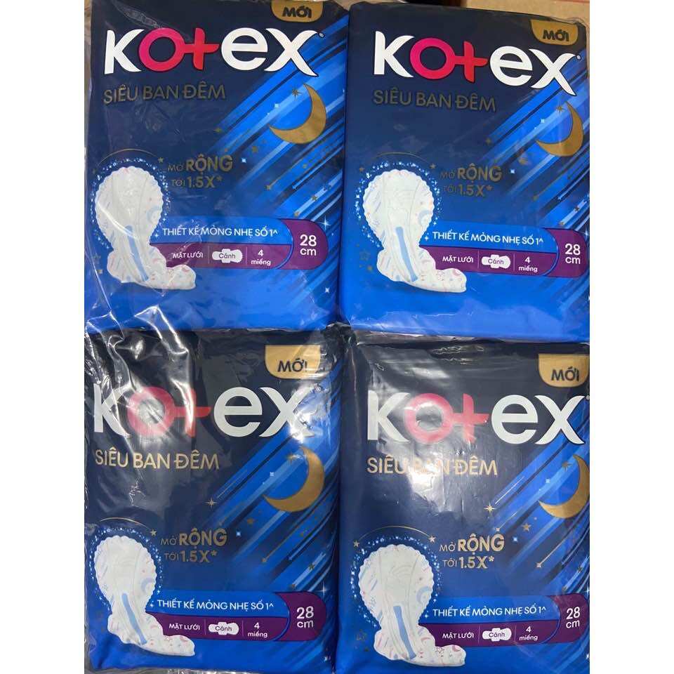 Băng vệ sinh Kotex siêu ban đêm 4 miếng loại 28cm