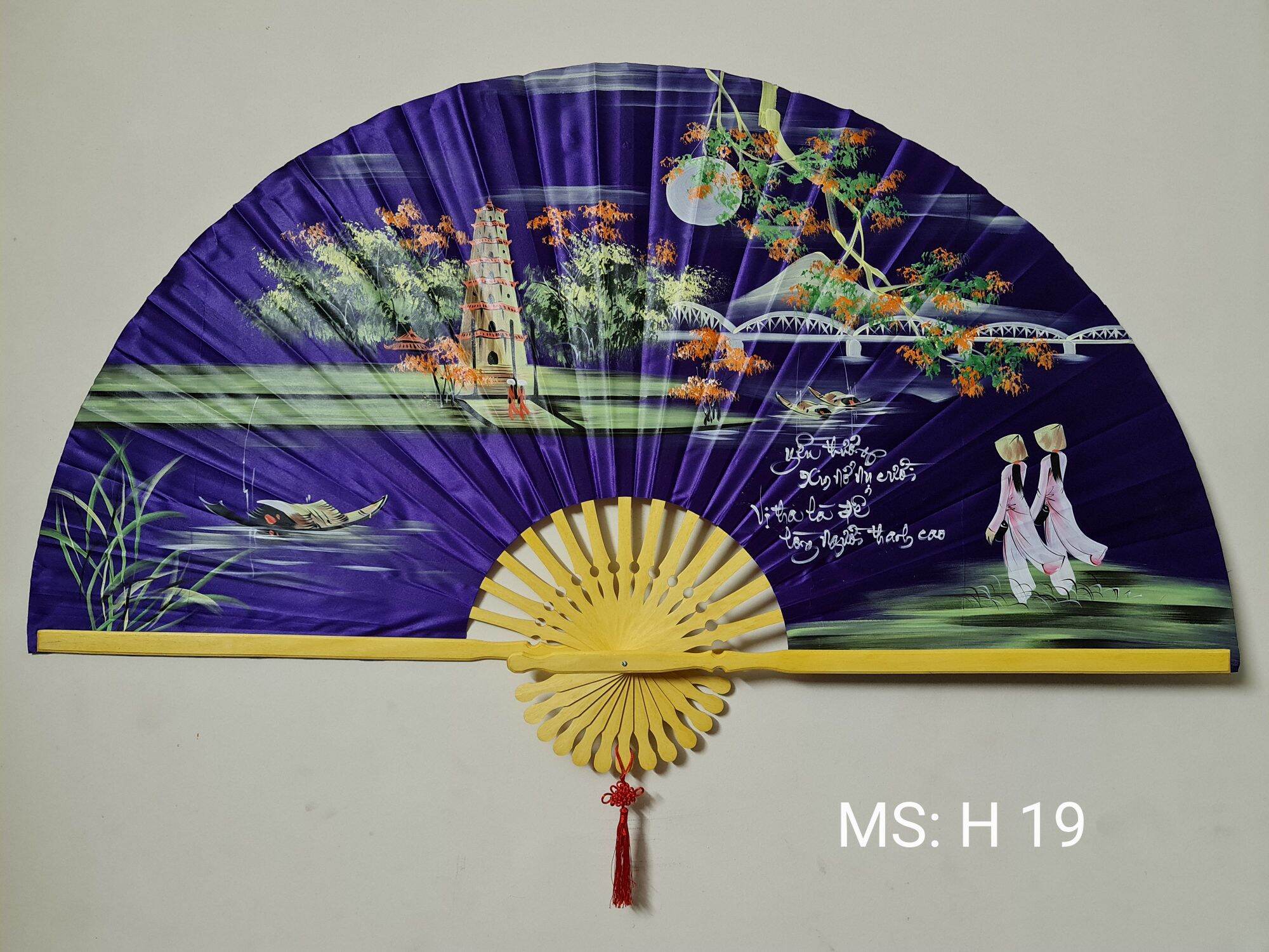 Quạt Vải Lụa Tranh Treo Tường Kích Thước Lớn 1m50 (quạt giấy, quạt vải)