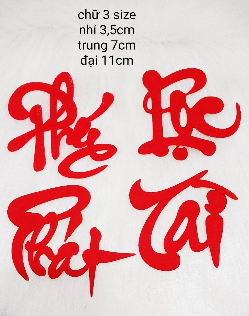 Bịch 4 cái Decal dán trái cây, chữ thư pháp TÀI LỘC PHÁT PHÚC trang trí tết,dán dưa hấu,bưởi..