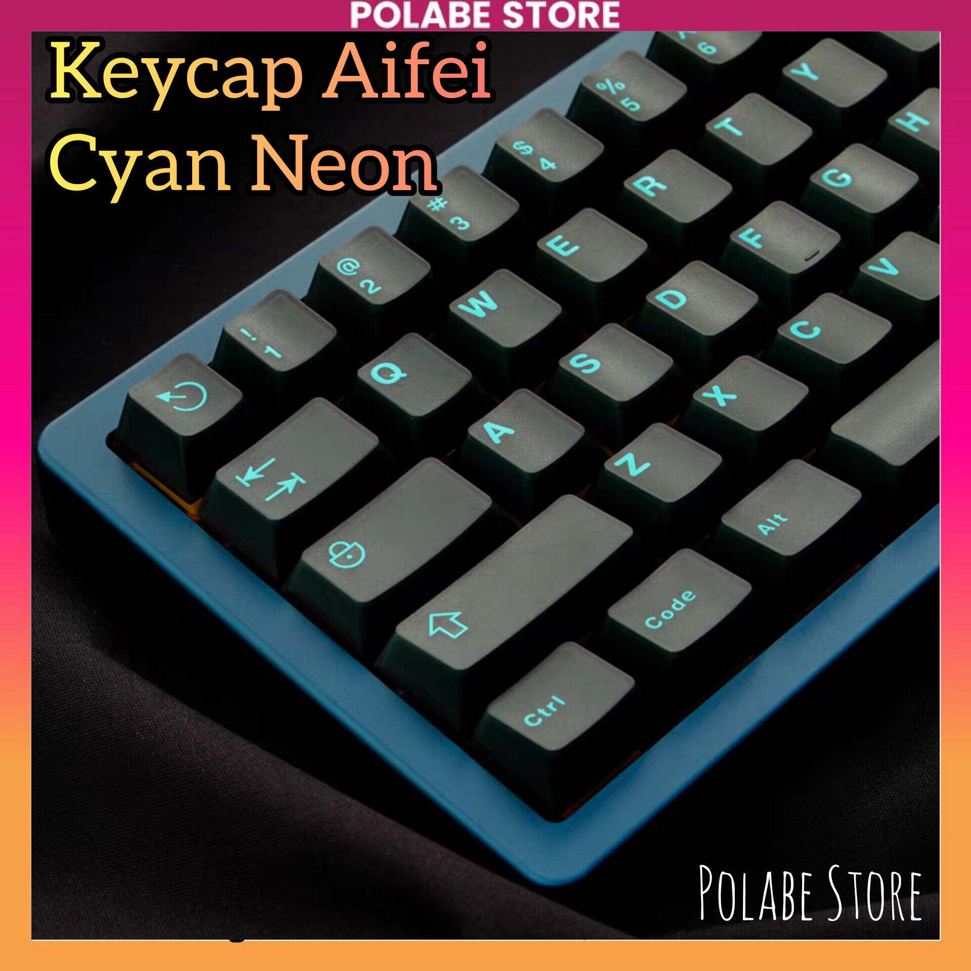 Keycap Aifei Cyan Neon Cherry profile ABS 2shot bàn phím cơ Polabe Store