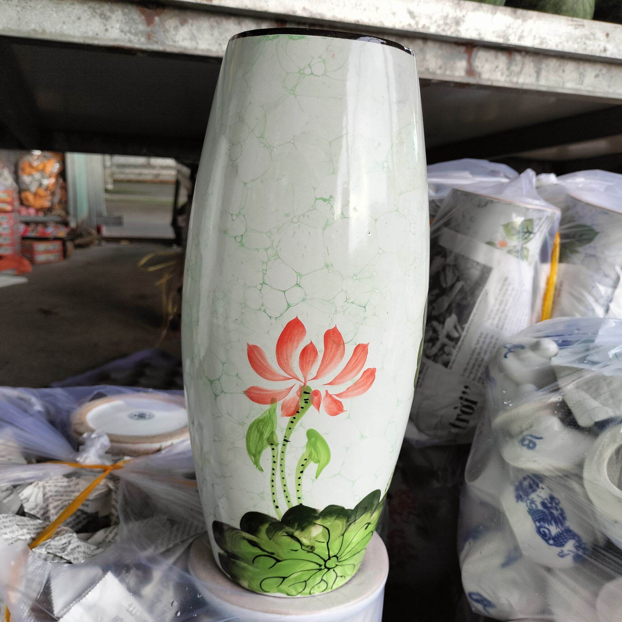 Bình hoa gốm sứ bát tràng hoạ tiết/Lọ hoa sứ cao cấp đáng bom