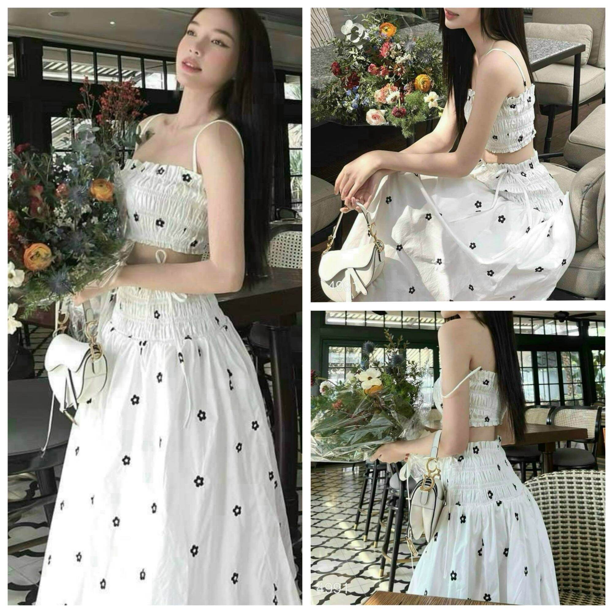 Set áo Moking kèm chân váy xòe xốp hoa dịu dàng cực xinh cho bạn gái (Đầm váy thiết kế đẹp mê ly)