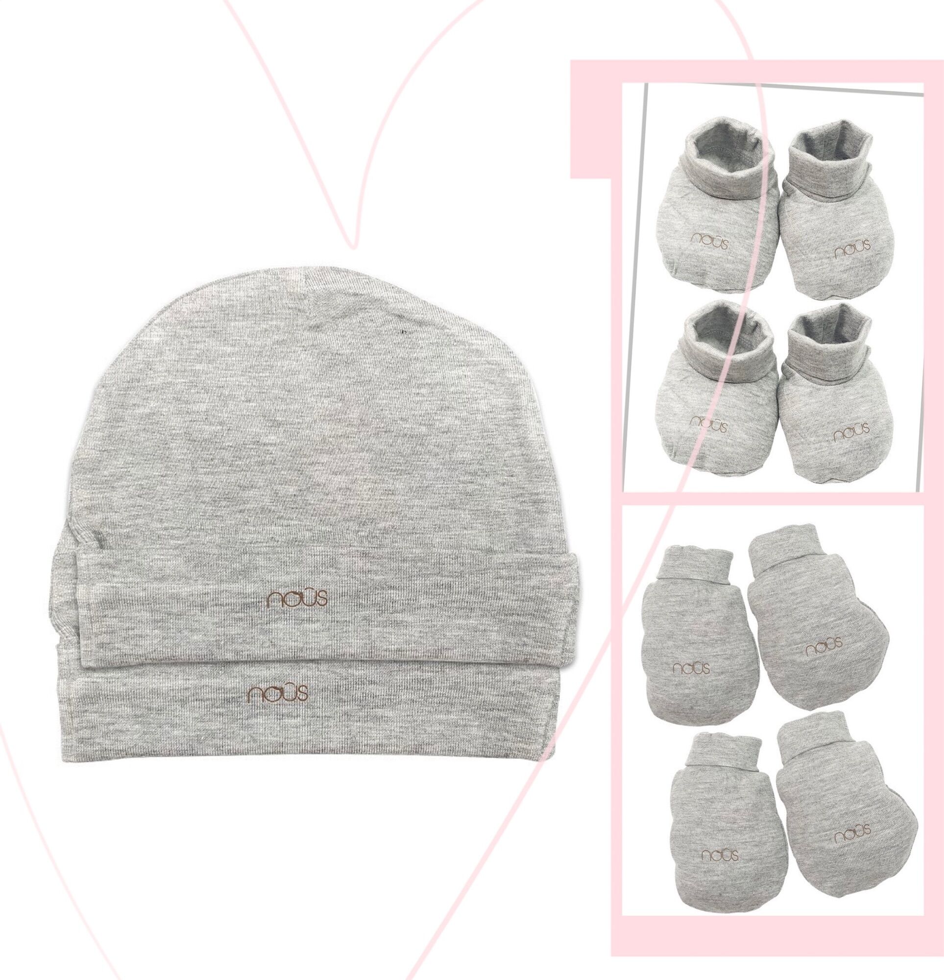 Nous newborn Set Bao tay - Bao chân- Nón sơ sinh
