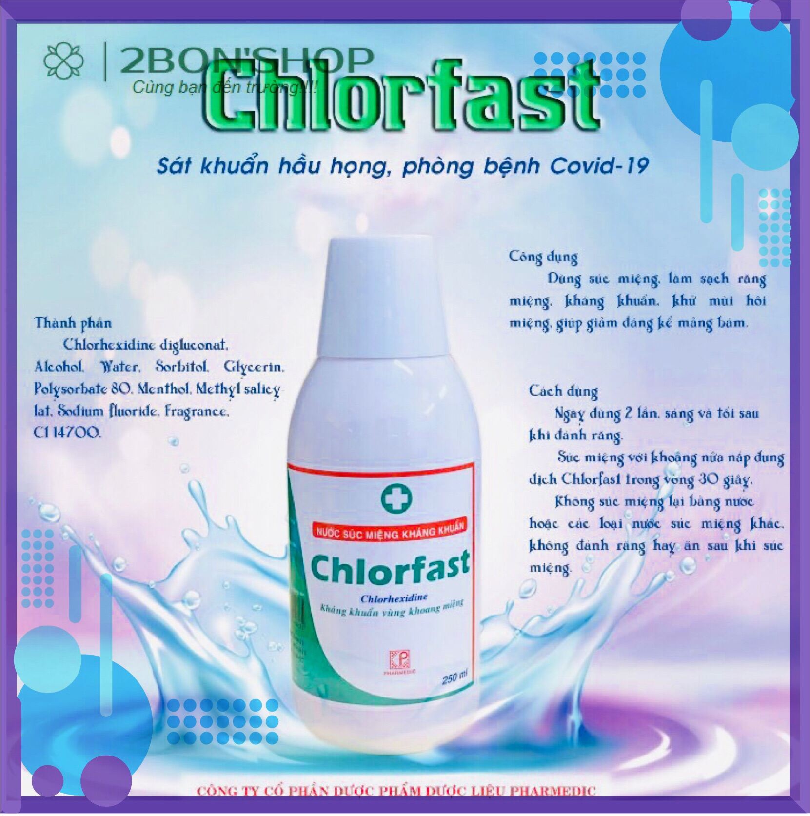 [Hcm]Chlorfast Nước Súc Miệng Kháng Khuẩn 250Ml