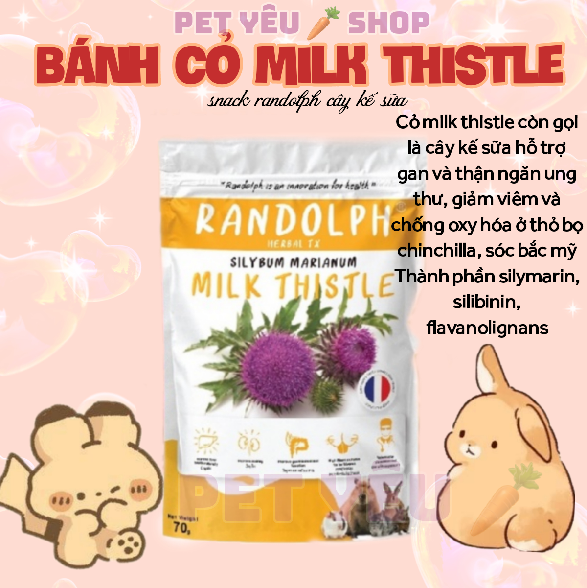 Randolph 🐻FREESHIP🐻 thức ăn vặt thỏ bọ chinchilla chuột lang