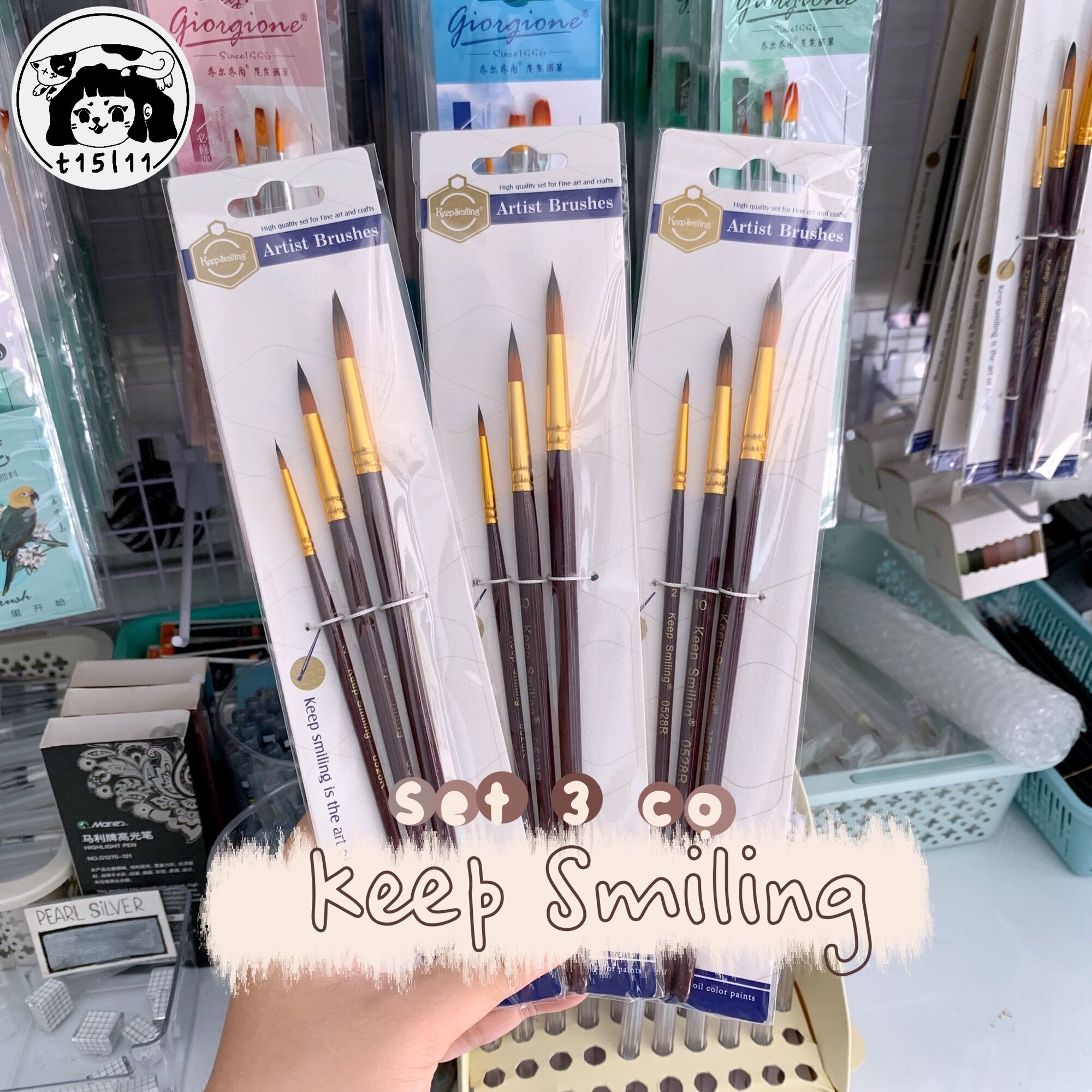 Set 3 cọ vẽ màu nước KeepSmiling