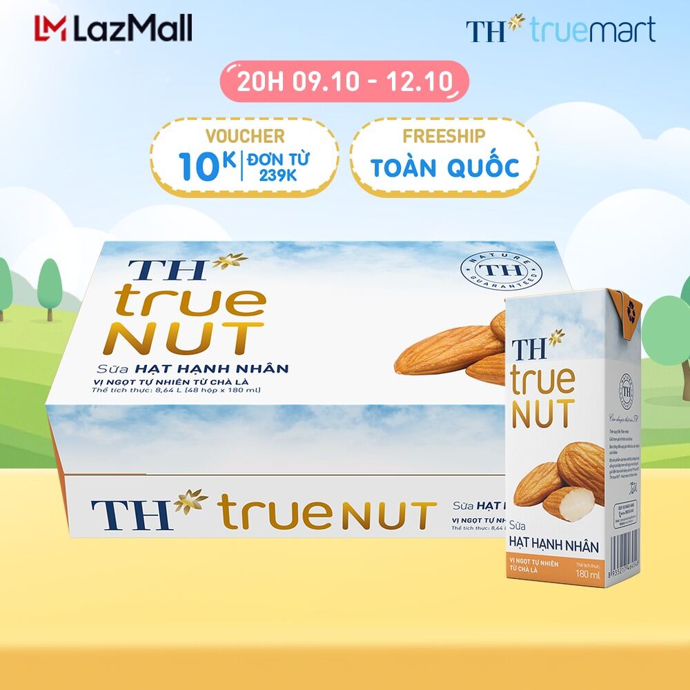 Thùng 48 hộp sữa hạt hạnh nhân TH true NUT 180 ml (48 Hộp)
