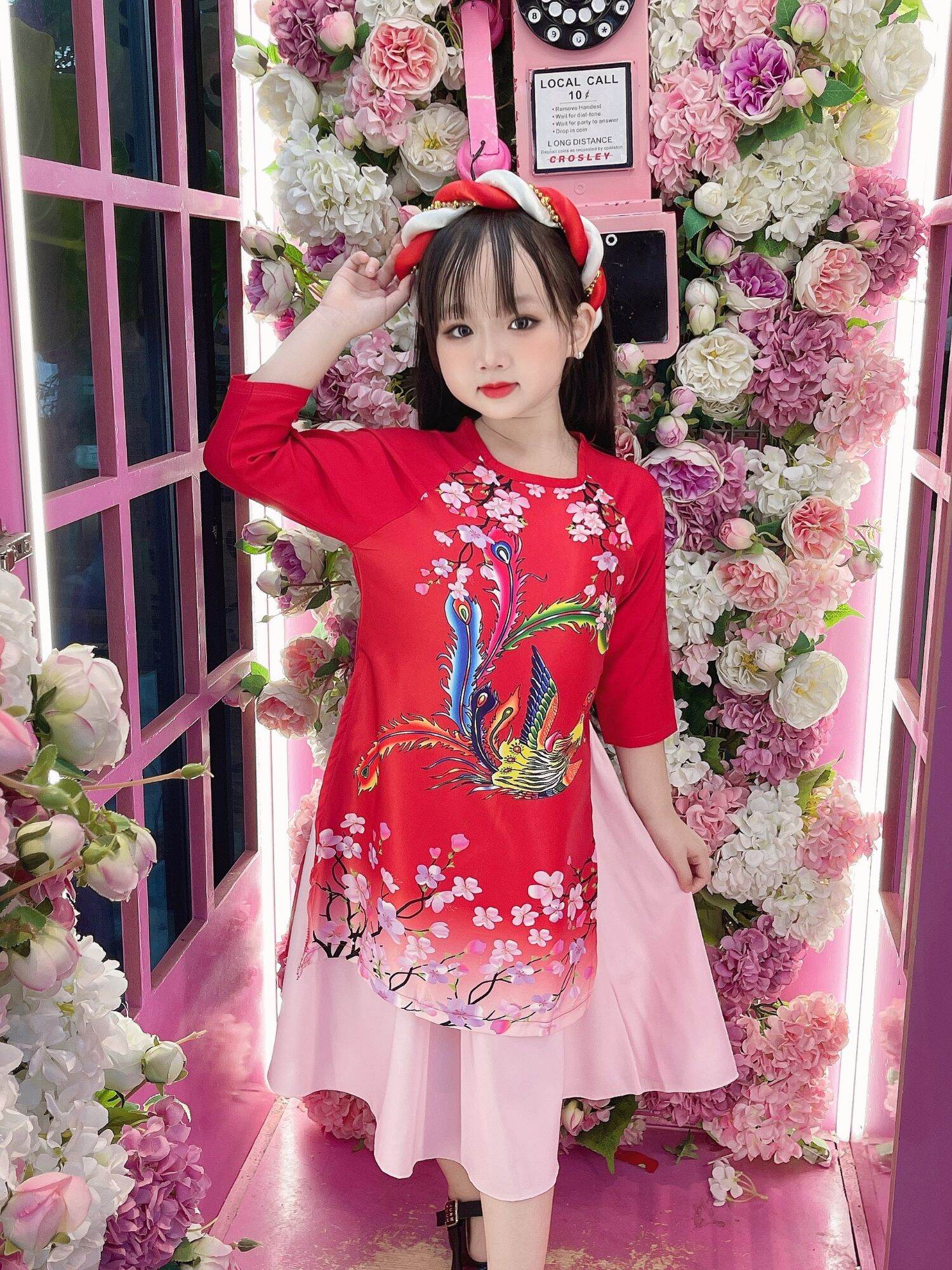 Áo dài bé gái Phượng Hoàng