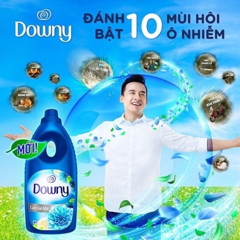 Nước xả vải Downy Túi 3L nắng mai, làn gió mát, kháng khuẩn dịu nhẹ