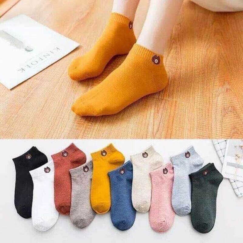 10 đôi tất gấu cổ ngắn nhiều màu