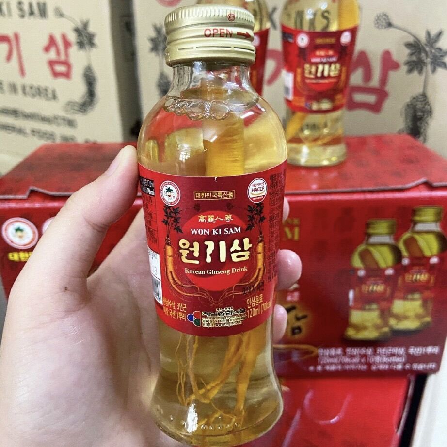 Nước nhân sâm Hàn Quốc có củ WON KI SAM, KGS (Hộp 10 chai)