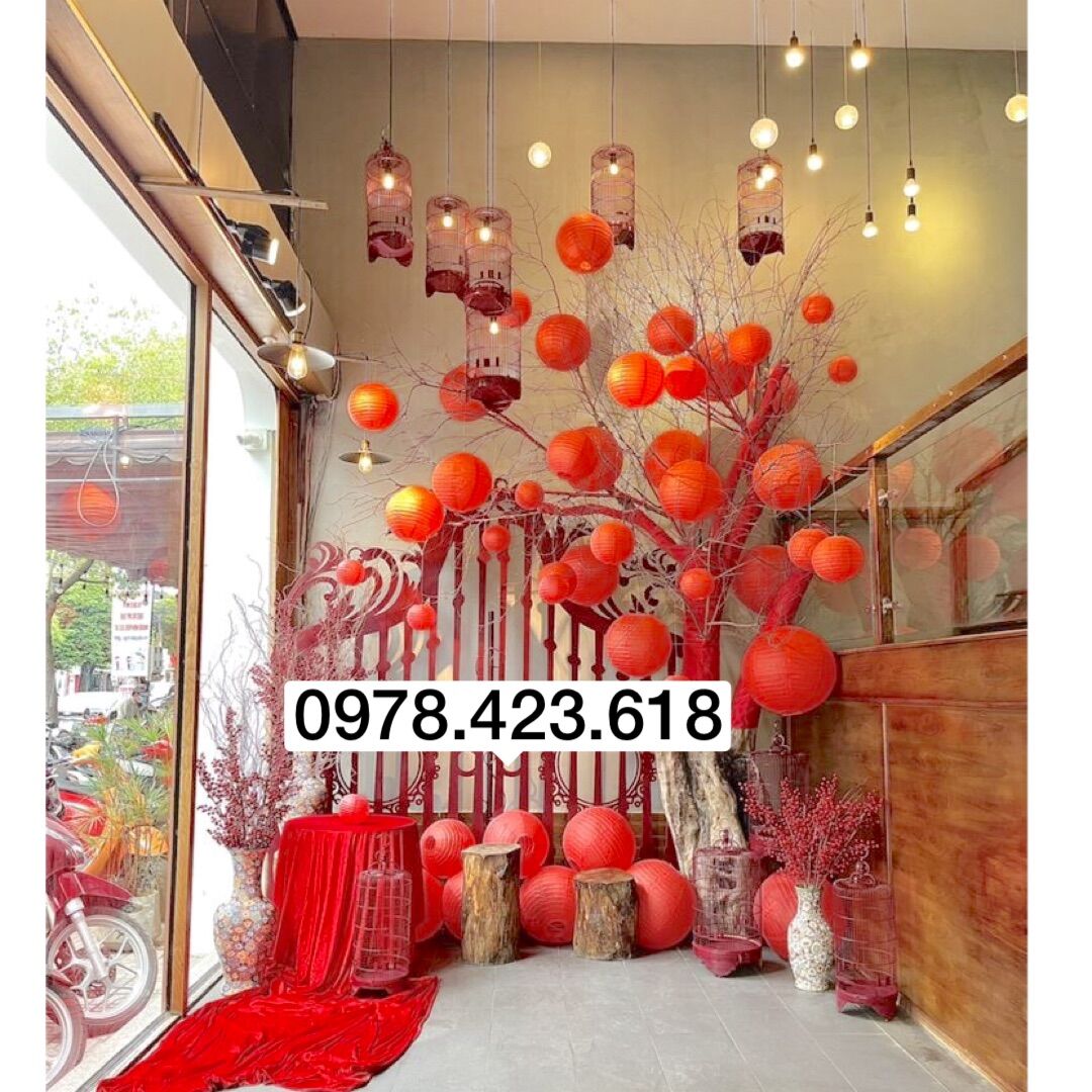 Sét 60 đèn lồng Giấy Đỏ decor Trang trí Tết 2023 (20 cái 20cm, 20 cái 25cm, 20 cái 30cm)