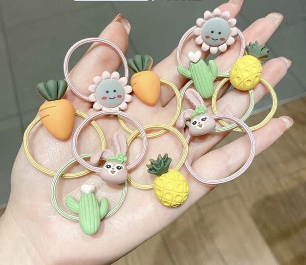 🌺 Vỉ - 20 Dây cột Tóc Nhỏ- Nhí, CỦ QUẢ, Cho bé