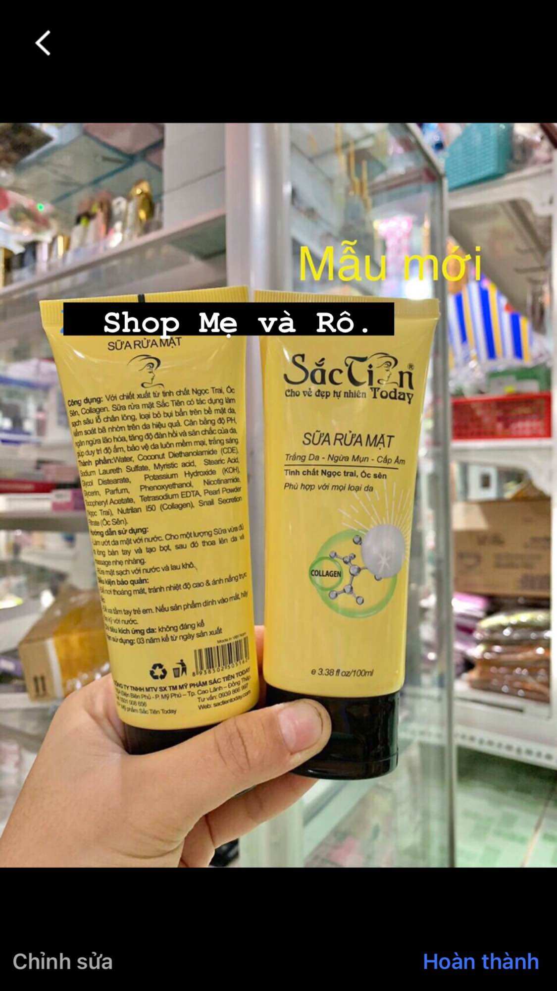 [HCM] sữa rửa mặt sắc tiên today trắng da chai 100ml (đổi mẫu mới)