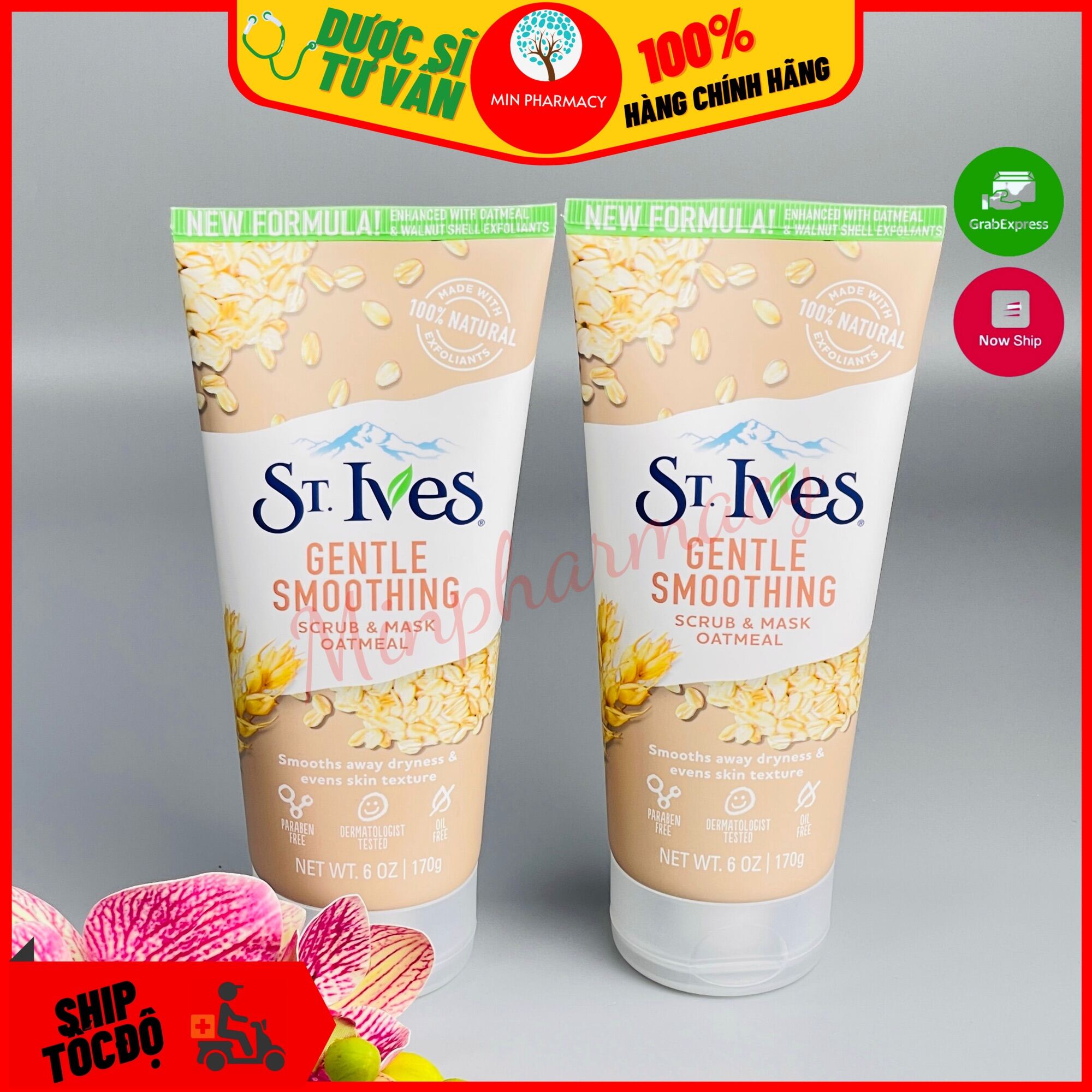 Tẩy Tế Bào Chết Và Mặt Nạ ST.IVES Lúa Mạch 170g Smooth & Nourished Oatmeal Scrub&Mask - Minpharmacy