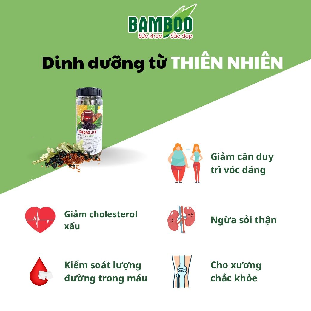 TRÀ GẠO LỨT ĐẬU ĐEN LÁ DỨA 350G - BAMBOO