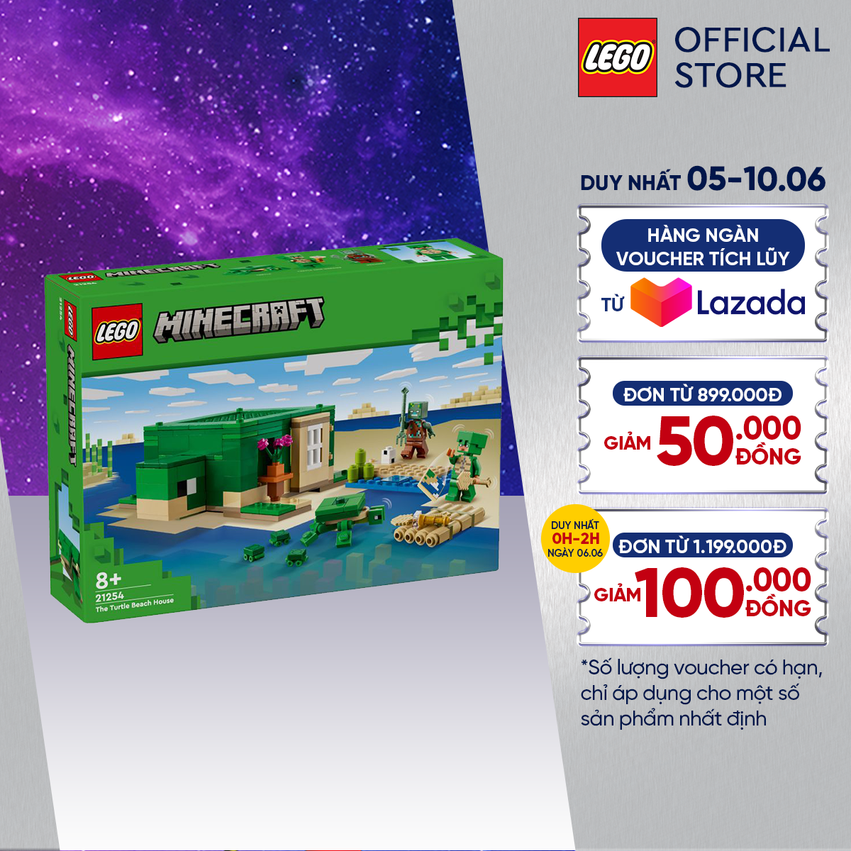 Lego minecraft 21254 đồ chơi lắp ráp ngôi nhà rùa biển