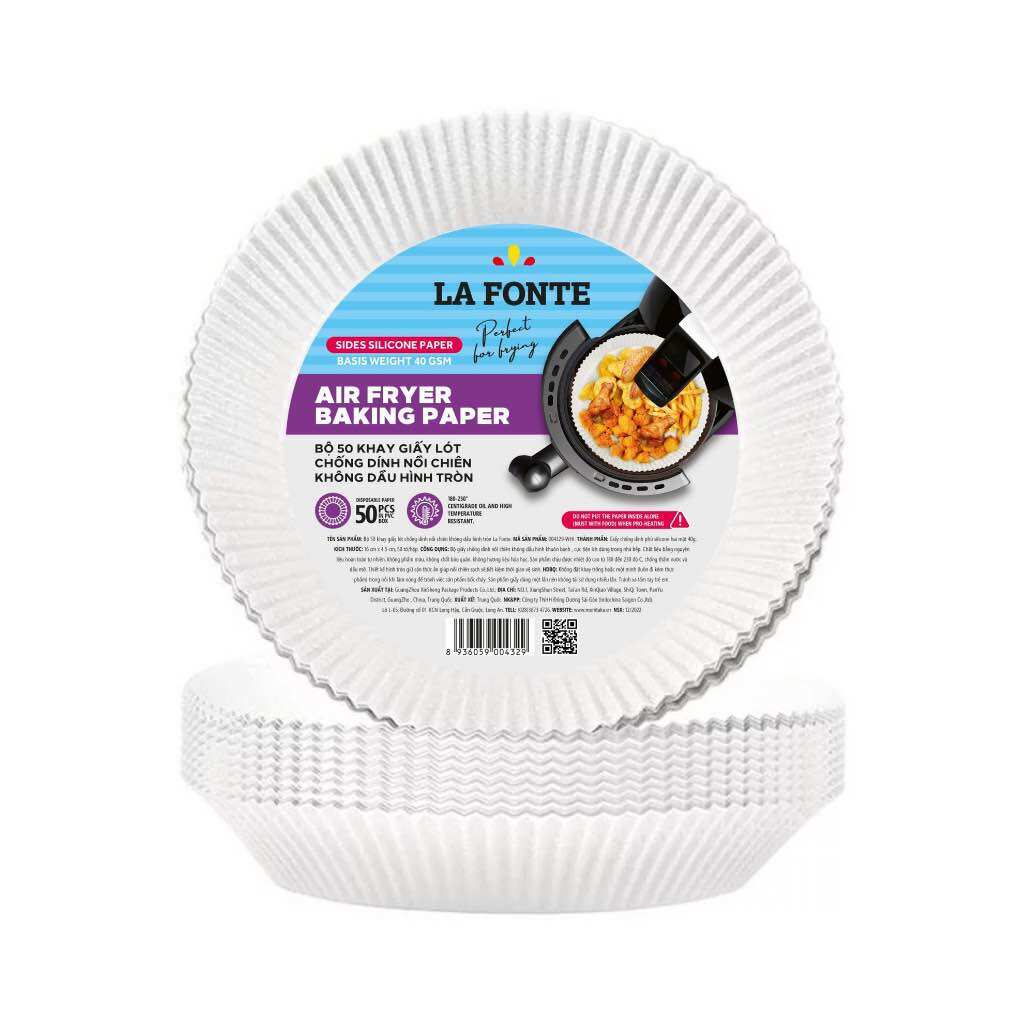 Bộ 50 Khay Giấy Lót Chống Dính Nồi Chiên Không Dầu Hình Vuông La Fonte -004350-BRO