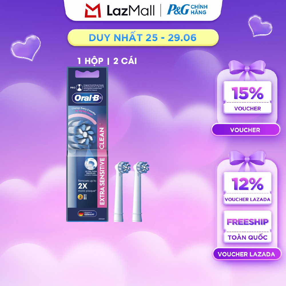 Đầu bàn chải điện thay thế Oral-B EXTRA SENSITIVE CLEAN - Hộp 2 Cái