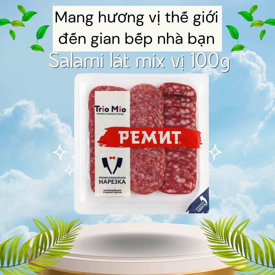 Salami Lát Mix Vị Triomio 100g - Xúc Xích Khô Nhập Khẩu Nga Cao Cấp