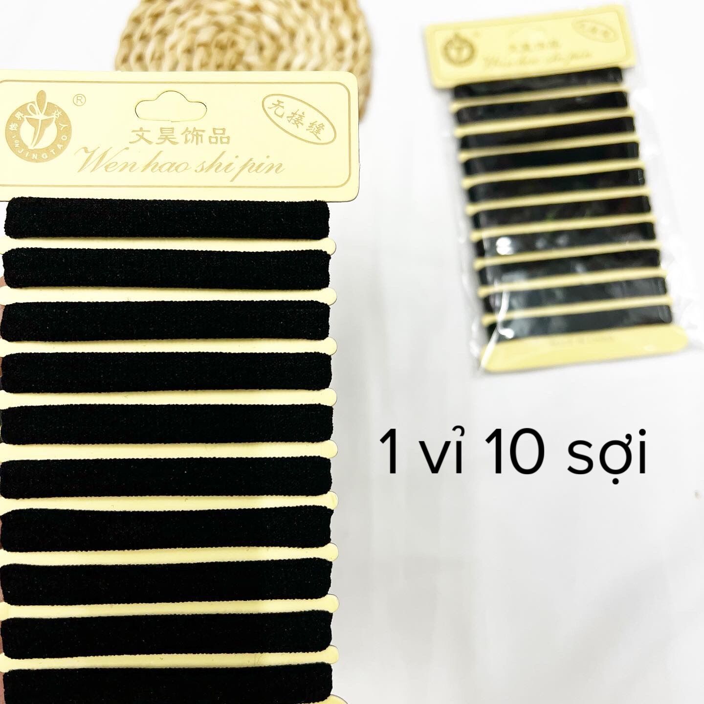 Vỉ thun cột tóc màu đen 10 sợi/ 1 vỉ
