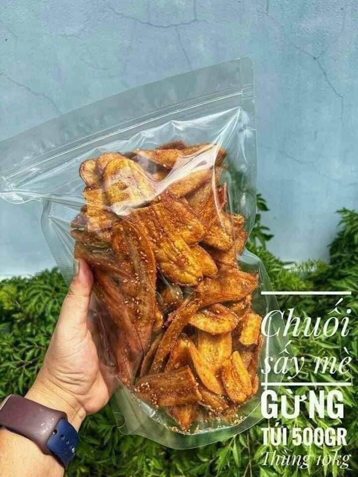 CHUỐI SẤY MÈ GỪNG GIÒN TAN 500g/1kg