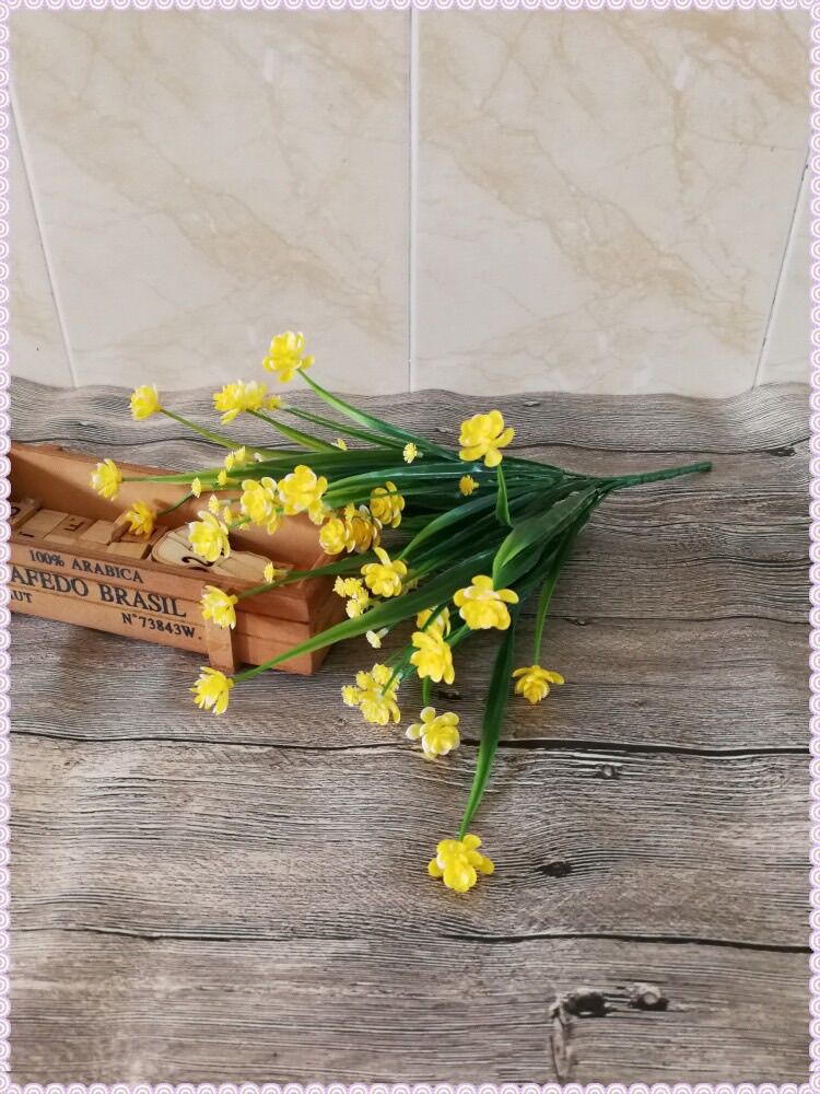 Cụm hoa giả cắm trang trí cắm điểm chậu hoa lan handmade S0695 (cỏ hoa đá)