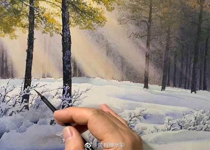 Bút tiểu lông chồn, cán bút bằng tre.