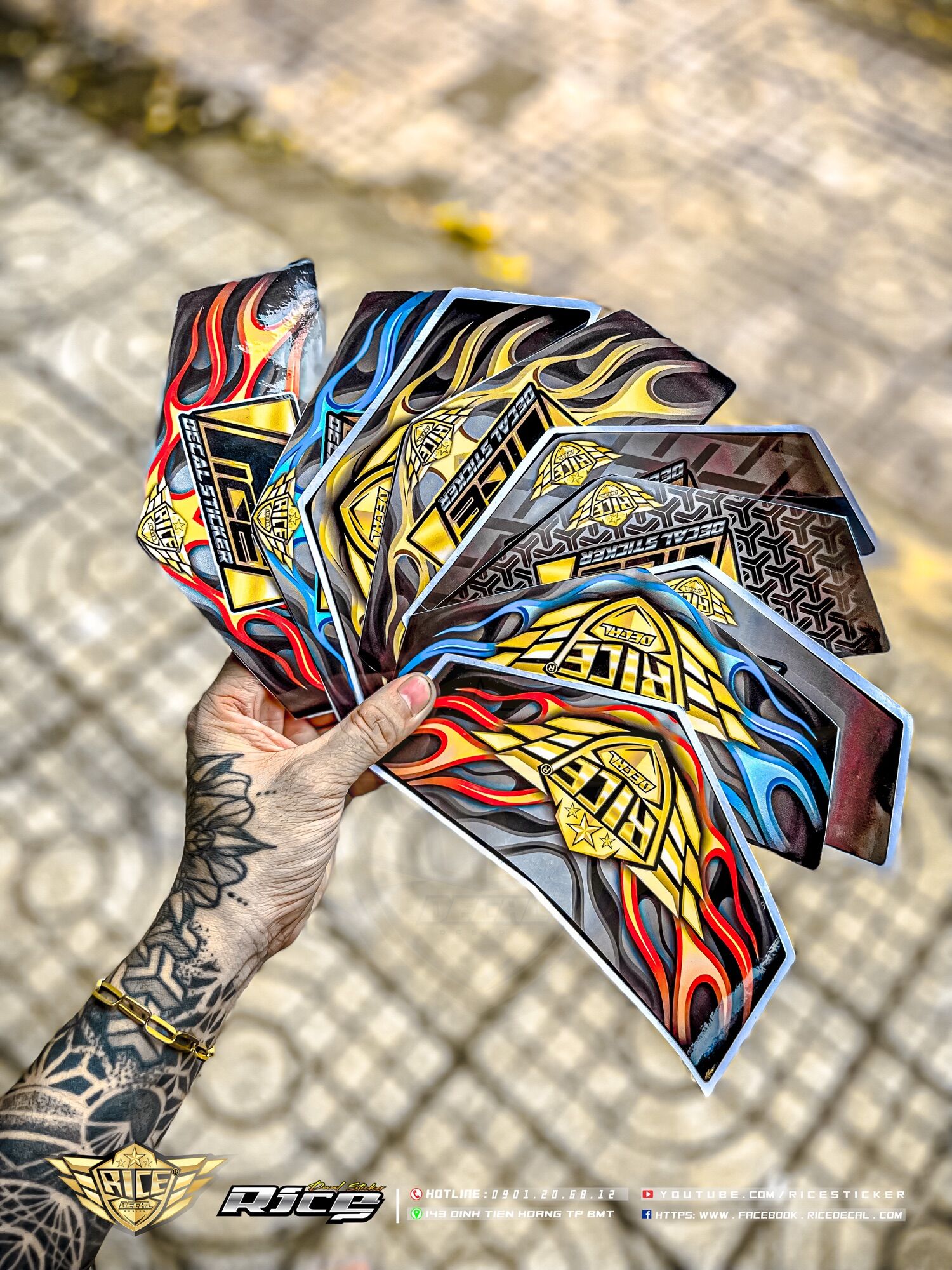Tem đầu đen lửa RICEDECAL®️