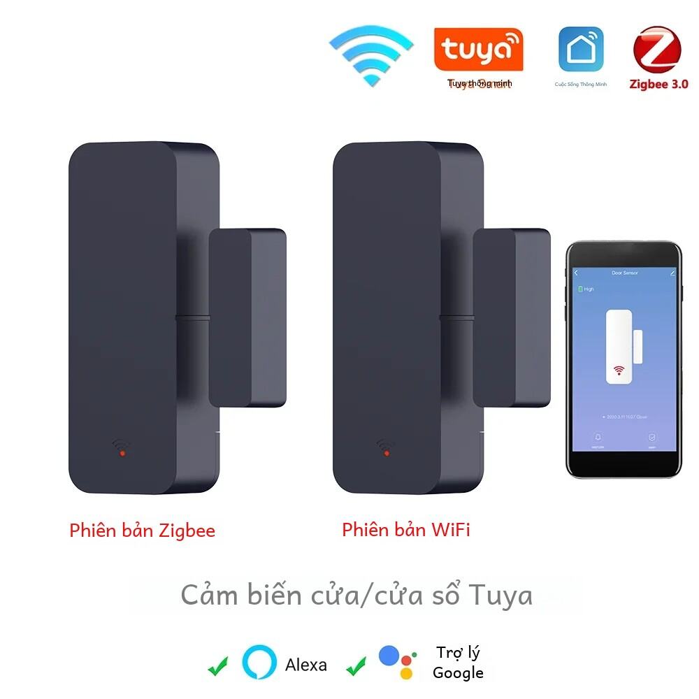 Tuya Zigbee Cảm Biến Cửa Wifi Cửa Sổ Mục Từ Báo Động Chống Trộm Tương Thích Với Alexa Google Home Cho Cuộc Sống Thông Minh An Ninh