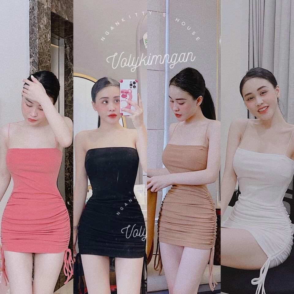 HCM ( Hình shop tự chụp) đầm body dây rút 2 dây sexy