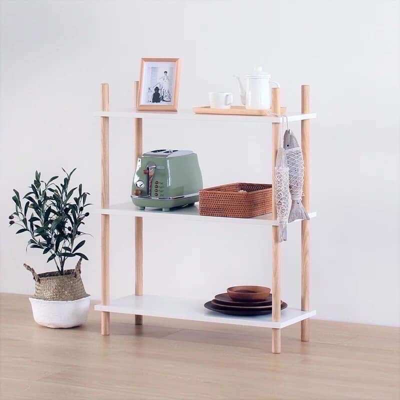 Kệ gỗ 3 tầng trang trí decor phòng - Giá gỗ 3 tầng phong cách hàn quốc