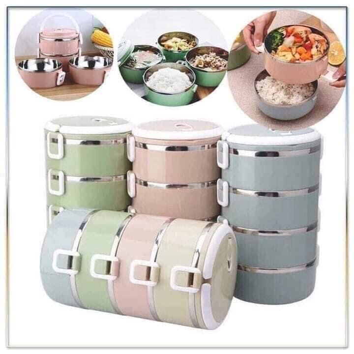 Cặp lồng lúa mạch giữ nhiệt 4 tầng ruột inox