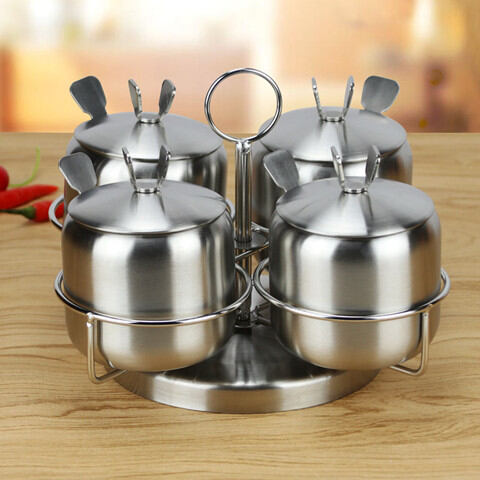 Bộ gia vị gia vị inox 304, hộp gia vị dạng quay, bộ gia vị, hộp muối dùng trong nhà bếp