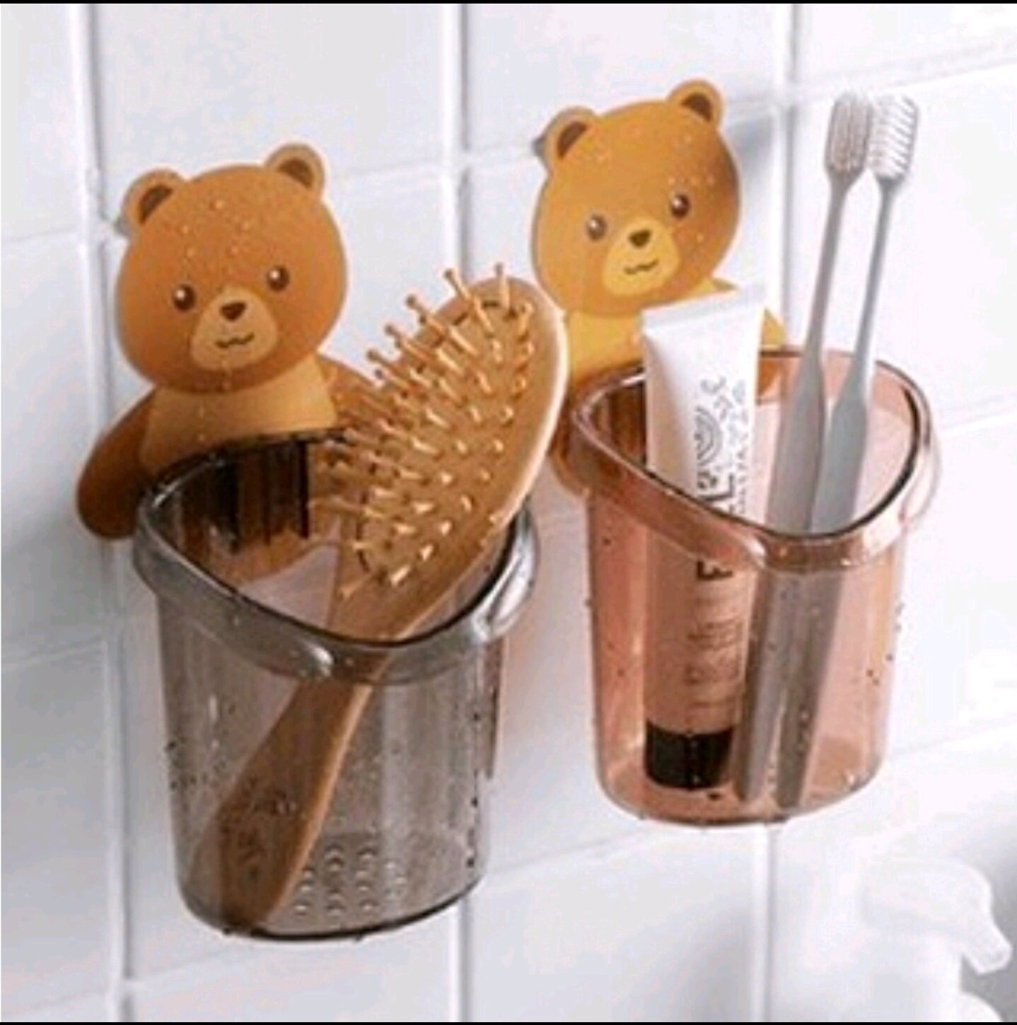 [TẶNG MÓC DÁN] Cốc Gấu dán tường đựng bàn chải kem đánh răng