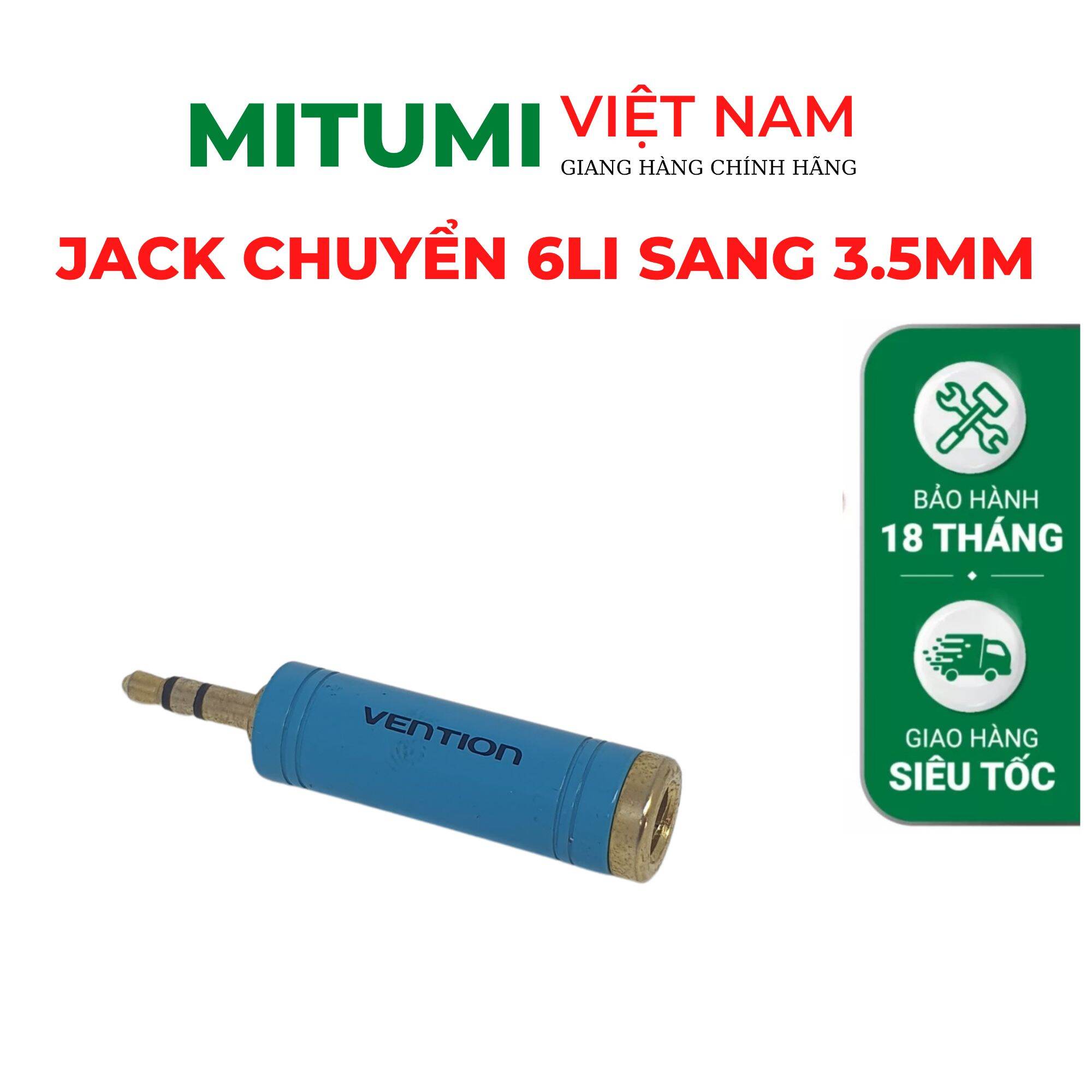 Jack chuyển 6.5mm sang 3.5mm Vention siêu tốt