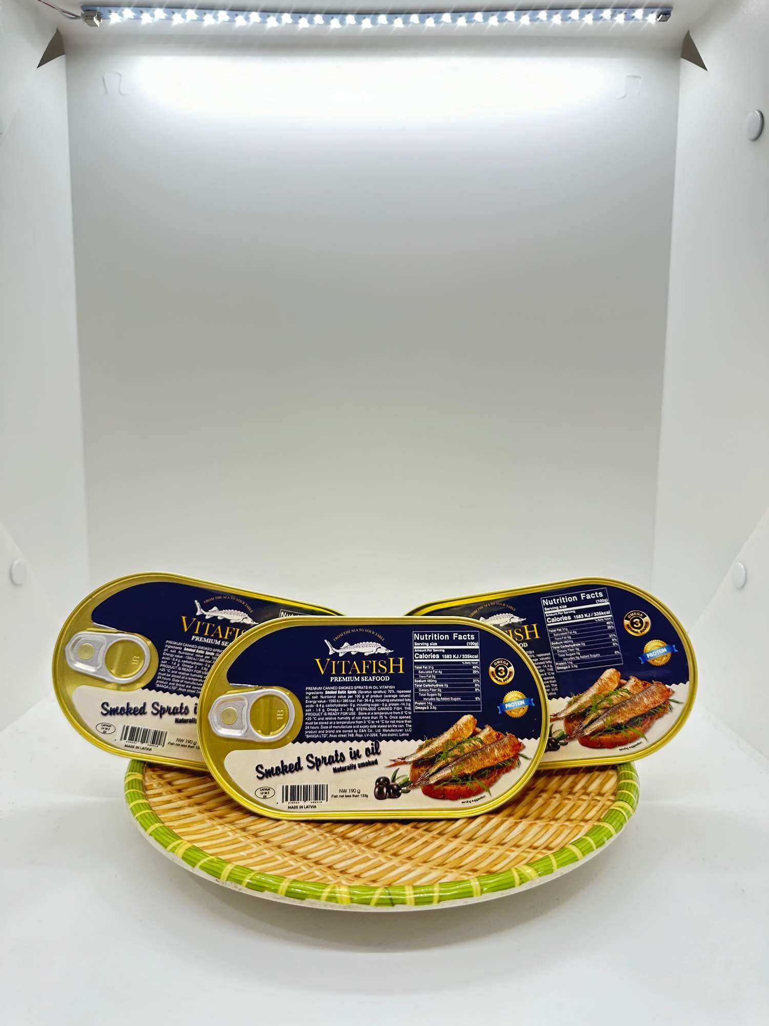 Cá trích ngâm dầu Vitafish 190g , Cá trích hun khói Nga