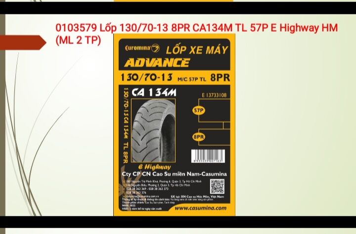 Lốp 130/70-13 sau xe dylan, xe @..lốp cao cấp euromina.