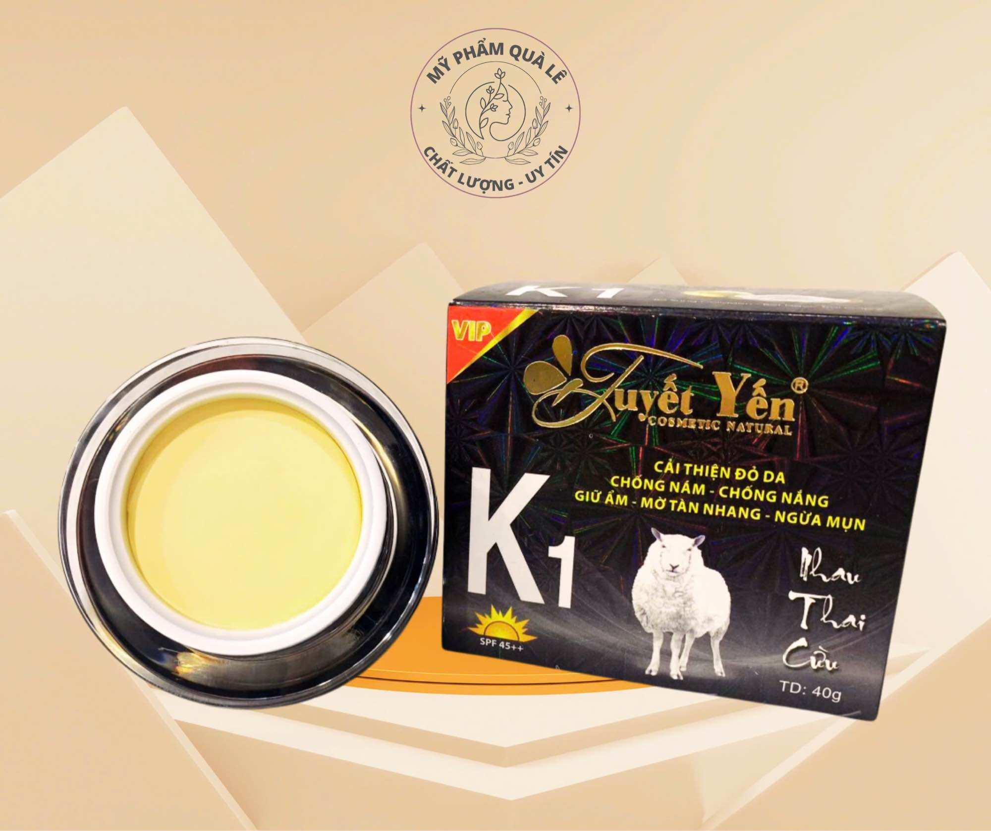 kem Tuyết Yến K1 VIP nhau thai cừu face đa chức năng cải thiện đỏ da -chống nám-chống nắng-giữ ẩm-ngừa mụn -trắng da 40G