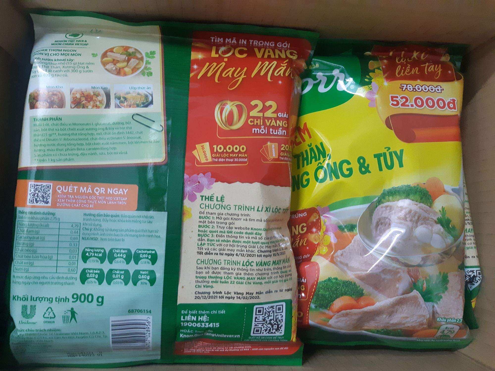 Bột nêm Knorr thịt thăn xương ống 900g bản Tết 2022