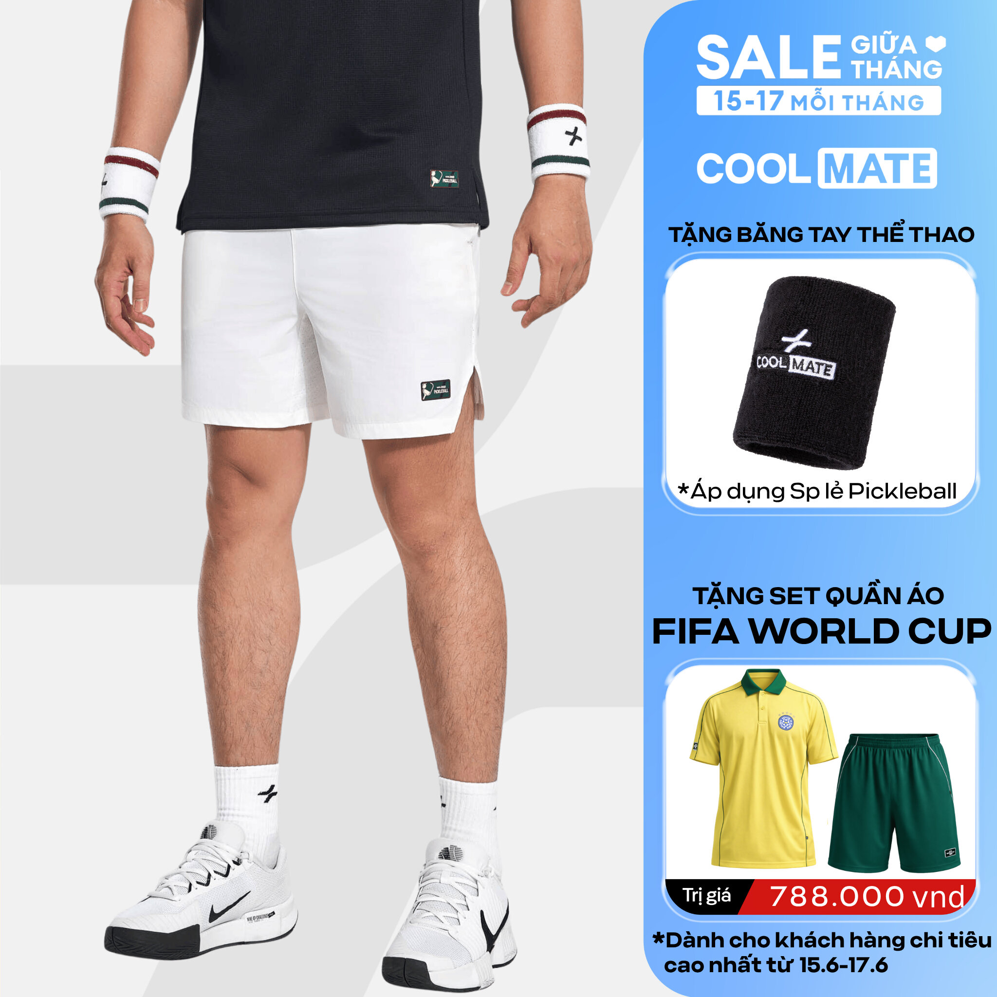 [TẶNG BĂNG TAY]Quần thể thao nam 6inch Pickleball Smash Shot  Nhanh khô, Thoáng khí, Thấm hút tốt, Thoải mái vận động Coolmate