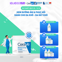 Kem dưỡng ẩm phục hồi sâu và ẩm mịn suốt 48H dành cho da khô duy trì hàng rào bảo vệ da CERAVE MOISTURISING CREAM 454G