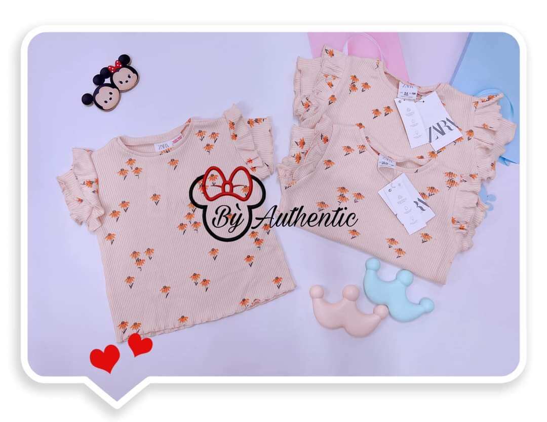 Áo cộc hoa nhí tay bèo bé gái zara auth săn sale
