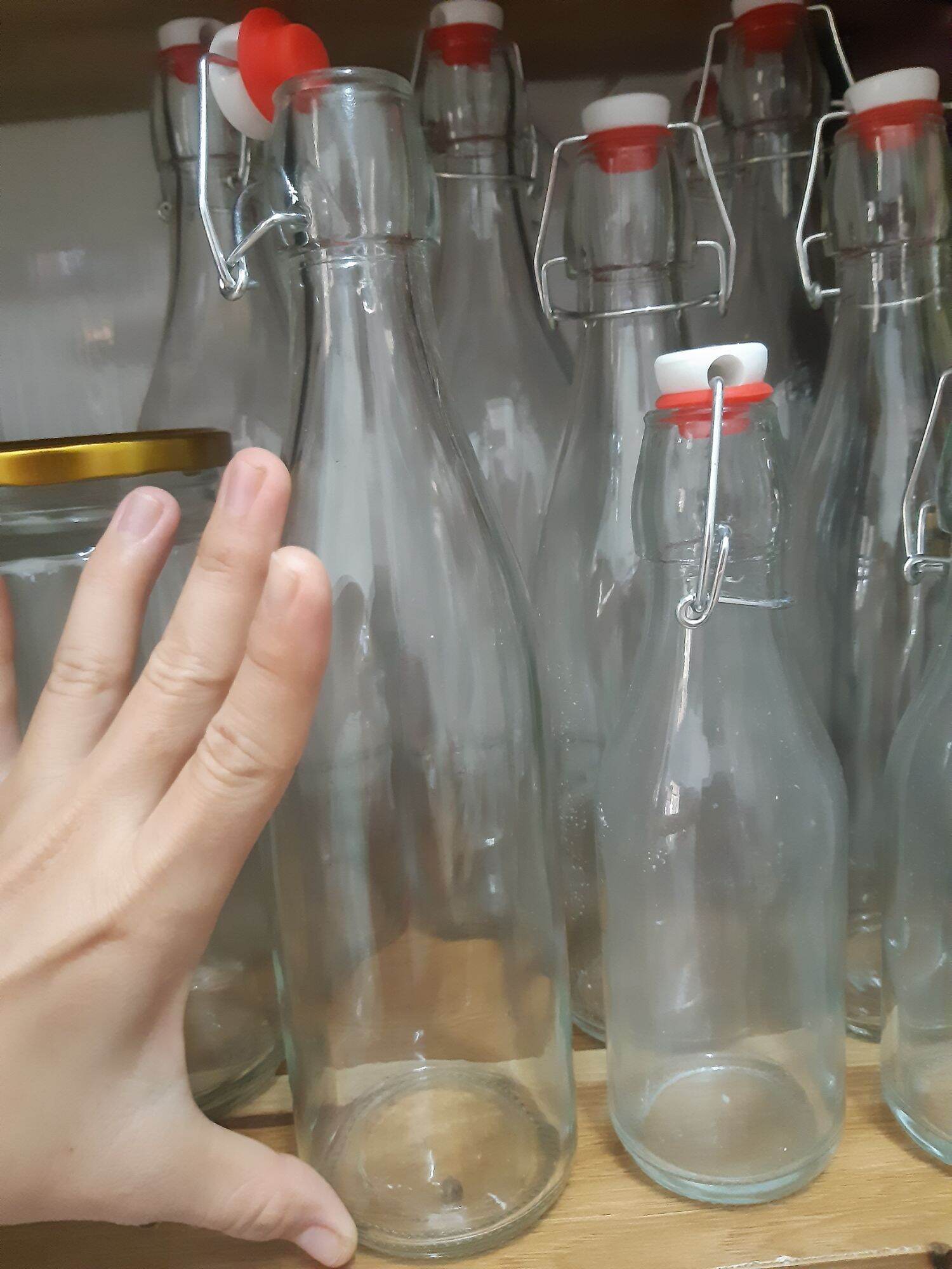 chai thủy tinh nắp bật 500ml ( chai tròn)