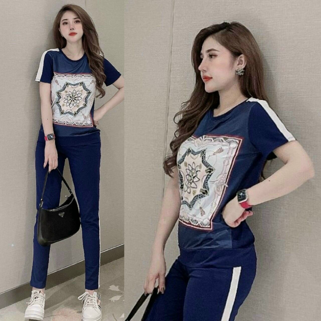 Bộ đồ thể thao nữ in họa tiết 3D cao cấp
