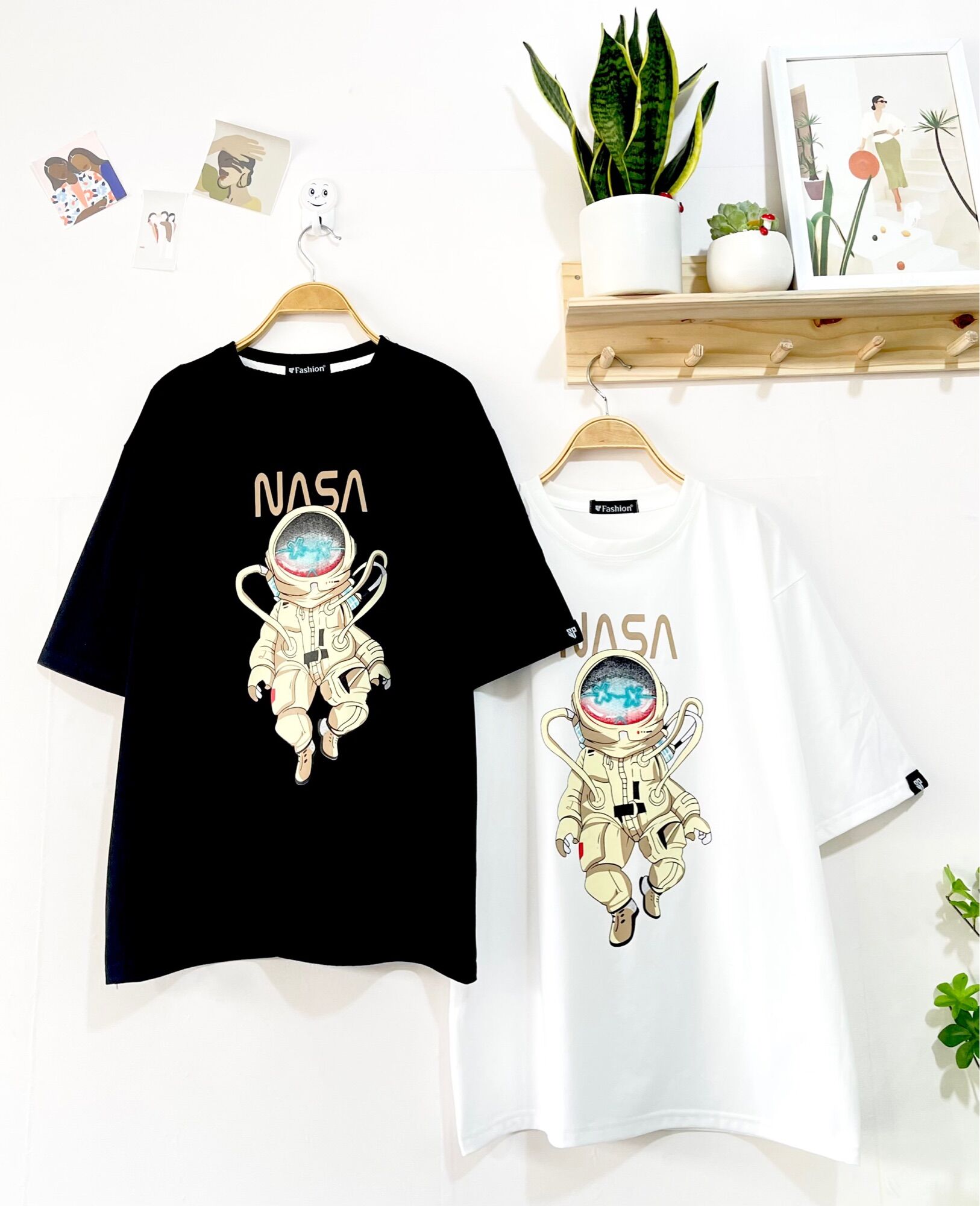 Áo thun unisex tay lỡ nasa freesize 75kg