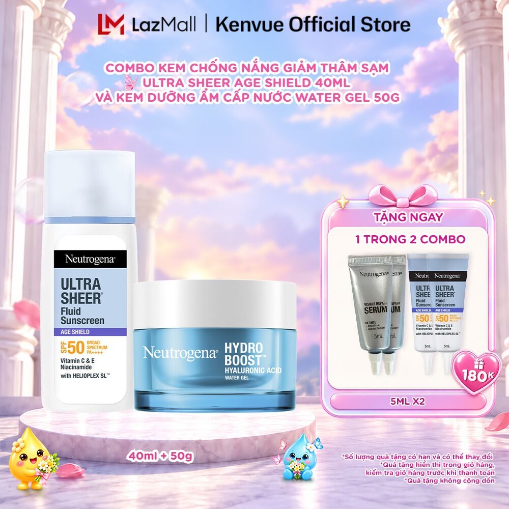 Combo Kem chống nắng Neutrogena Ultra Sheer 40ml + Kem dưỡng ẩm Water Gel 50g
