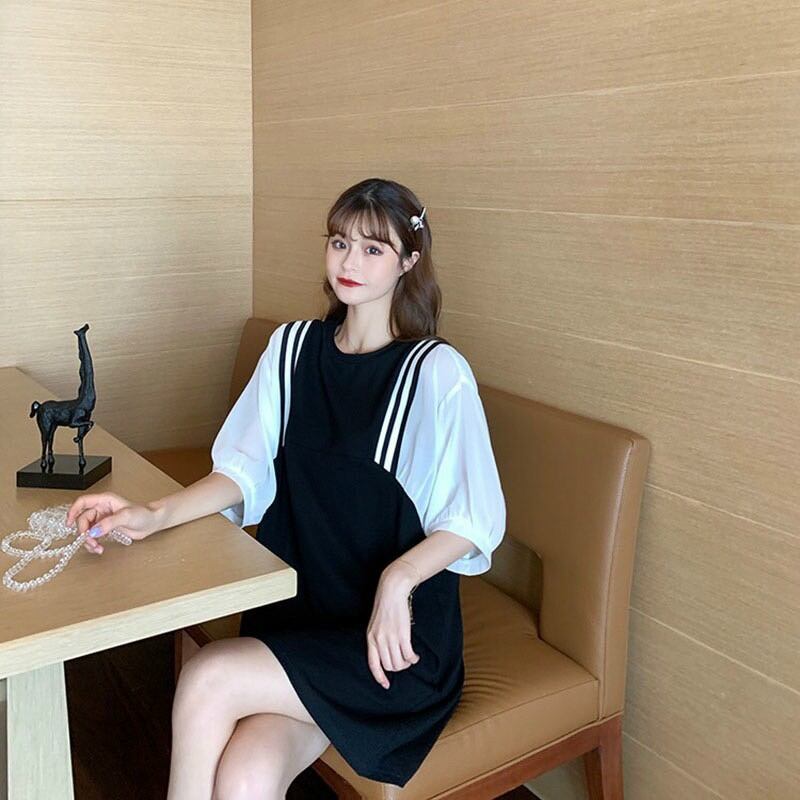 đầm bigsize suông phối trắng